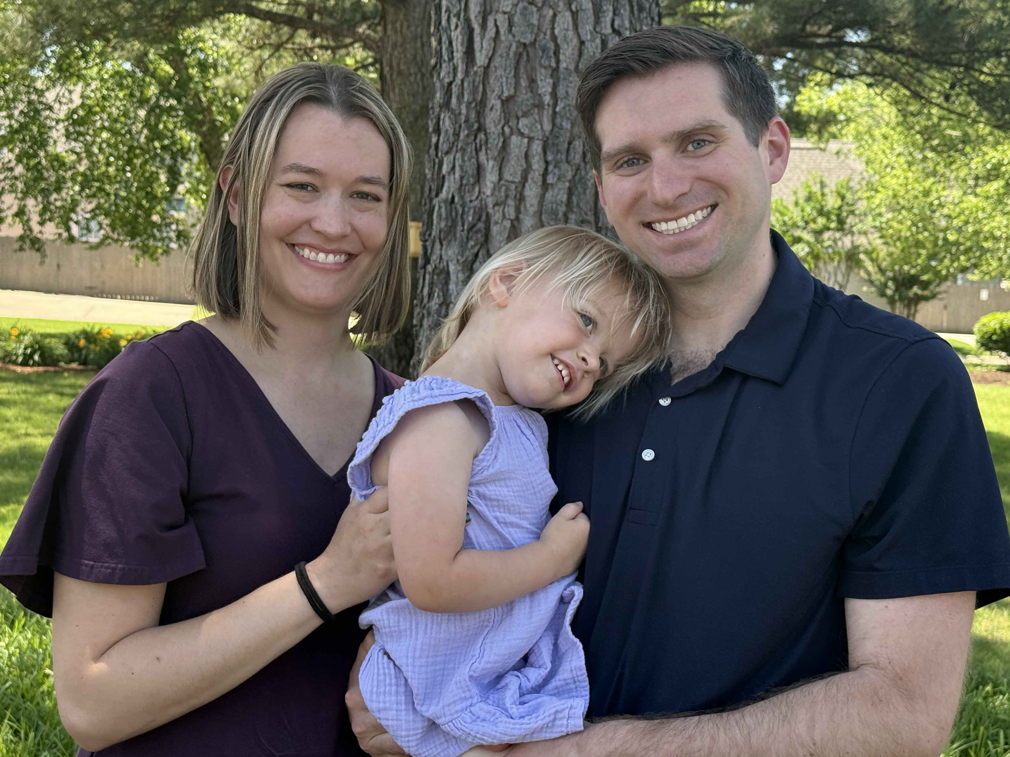 WJCC School Board Candidate Ty Hodges (right) with his daughter, Nelly (center), and his wife, Jessica (left).